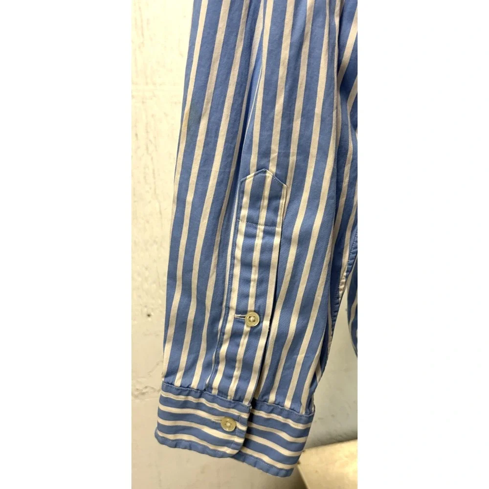 Polo Ralph Lauren Button Front Shirt Mens Size 2XLT Blue White Striped Classic